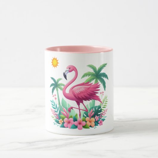 Tropische/Florida roze flamingo Mok (Midden)