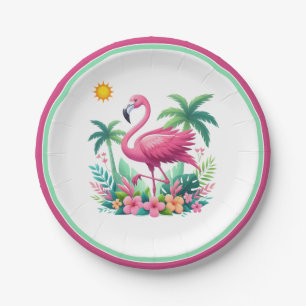 Tropische/Florida roze flamingo Papieren Bordje