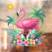 Tropische/Florida roze flamingo Raamsticker (Vel 2)