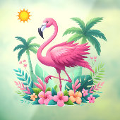 Tropische/Florida roze flamingo Raamsticker (Vel 3)
