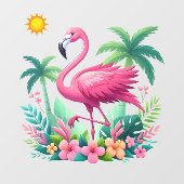 Tropische/Florida roze flamingo Raamsticker (Vel)