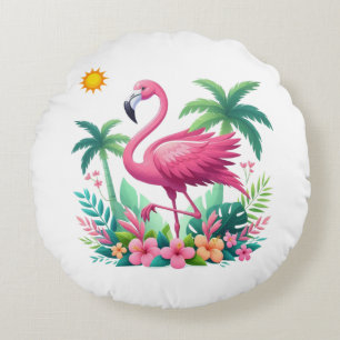 Tropische/Florida roze flamingo Rond Kussen
