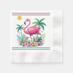 Tropische/Florida roze flamingo Servet