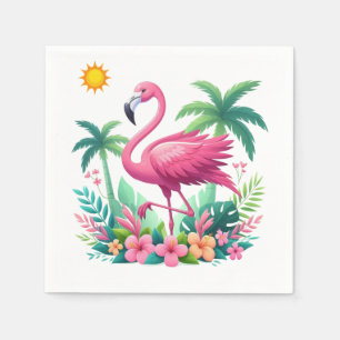 Tropische/Florida roze flamingo Servet