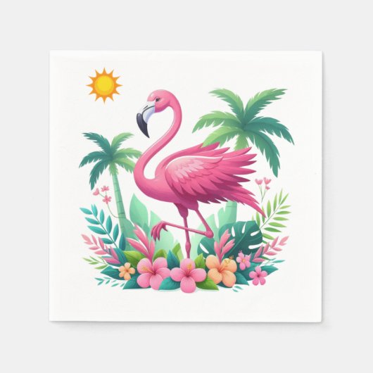 Tropische/Florida roze flamingo Servet (Voorkant)