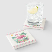 Tropische/Florida roze flamingo Stenen Onderzetter (Zijkant)