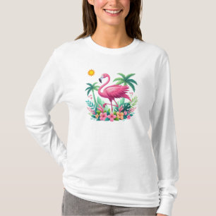 Tropische/Florida roze flamingo T-shirt