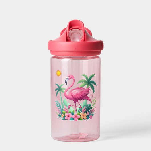 Tropische/Florida roze flamingo Waterfles (Voorkant)