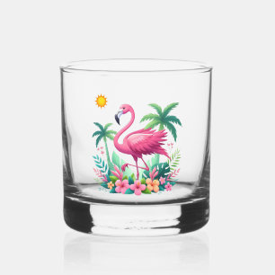 Tropische/Florida roze flamingo Whisky Glas