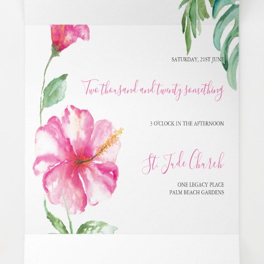 Tropische Florida Weddenschap in één keer Drieluik Uitnodiging (Binnenkant midden)