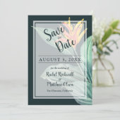 Tropische Flower Elegant Wedding Save the Date (Staand voorkant)