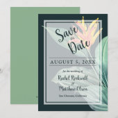 Tropische Flower Elegant Wedding Save the Date (Voorkant / Achterkant)
