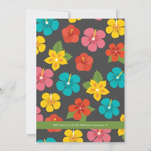 Tropische Flower Luau Party Kaart (Achterkant)
