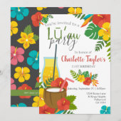 Tropische Flower Luau Party Kaart (Voorkant / Achterkant)