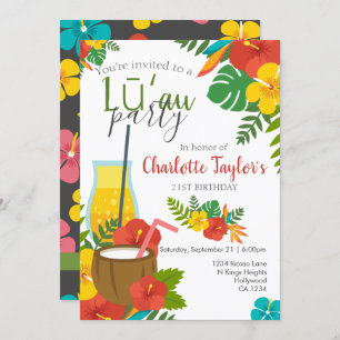 Tropische Flower Luau Party Kaart