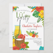 Tropische Flower Luau Party Kaart (Voorkant)
