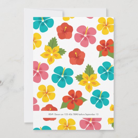 Tropische Flower Luau Party Kaart (Achterkant)