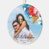 Tropische flower Mele Kalikimaka kerstfoto Keramisch Ornament (Links)