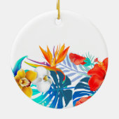 Tropische flower Mele Kalikimaka kerstfoto Keramisch Ornament (Achterkant)