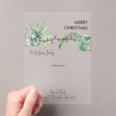 Tropische foliage en lichte kerst-Kaart Acryl Uitnodigingen (Insitu (Draagbaar))