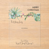 Tropische foliage en lichte kerst-Kaart Acryl Uitnodigingen (Voorkant)