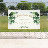 Tropische Foliage Gold Cross Baptisme Welkom Sign Spandoek (Insitu)