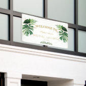 Tropische Foliage Gold Cross Baptisme Welkom Sign Spandoek (Buitenkant Gebouw)