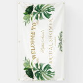 Tropische Foliage Gold Cross Baptisme Welkom Sign Spandoek (Verticaal)