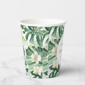 Tropische Foliage Green White Wedding Shower Party Papieren Bekers (Rechts)