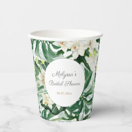Tropische Foliage Green White Wedding Shower Party Papieren Bekers