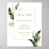 Tropische foliage Love is Sweet Dessert Bar Sign Poster (Voorkant)