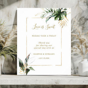 Tropische foliage Love is Sweet Dessert Bar Sign Poster