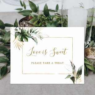 Tropische foliage Love is Sweet Dessert Bar Sign Poster