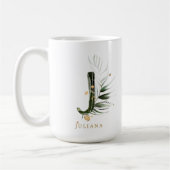 Tropische foliage Monogram Letter "J" op maat Koffiemok (Links)