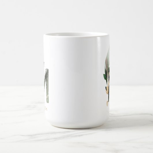 Tropische foliage Monogram Letter "M" Personeelskl Koffiemok (Center)