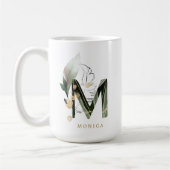 Tropische foliage Monogram Letter "M" Personeelskl Koffiemok (Links)