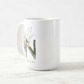 Tropische foliage Monogram Letter "N", speciaal ge Koffiemok (Voorkant links)