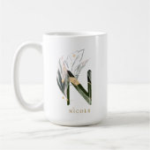 Tropische foliage Monogram Letter "N", speciaal ge Koffiemok (Links)