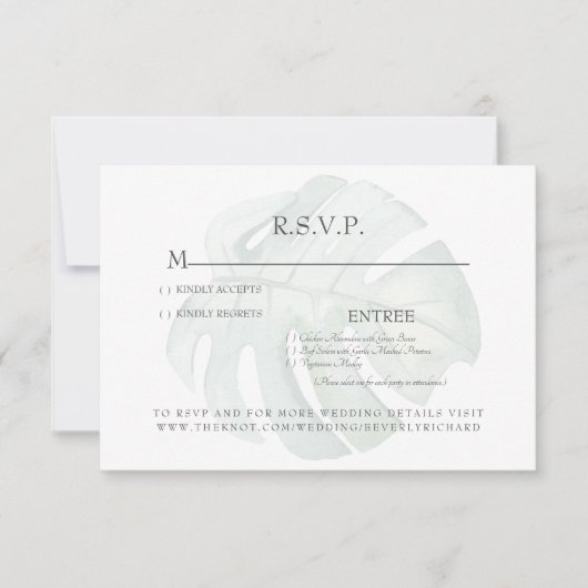 Tropische Foliage Stem Wedding RSVP Kaart (Voorkant)