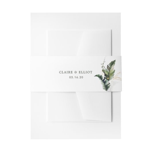 Tropische Foliage Waterverf Bruiloft Uitnodigingen Wikkel (Voorkant Voorbeeld)