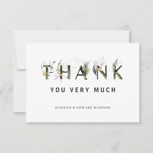 Tropische foliebrief Hartelijk dank Bedankkaart (Voorkant)