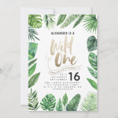 Tropische foliën + goudschrift op één verjaardag (Voorkant)