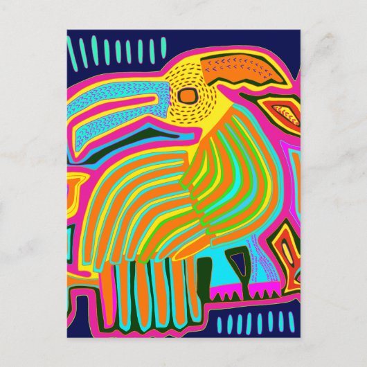 Tropische Folk Art Parrot Briefkaart (Voorkant)