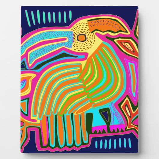 Tropische Folk Art Parrot Fotoplaat (Voorkant)