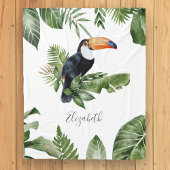 Tropische Forest Cute Toucan Persoonlijke naam Fleece Deken