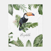 Tropische Forest Cute Toucan Persoonlijke naam Fleece Deken (Voorkant)