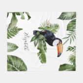 Tropische Forest Cute Toucan Persoonlijke naam Fleece Deken (Voorkant (Horizontaal))