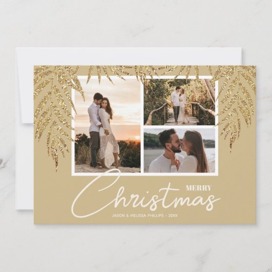 Tropische foto kerstmis met collage feestdagenkaart (Voorkant)