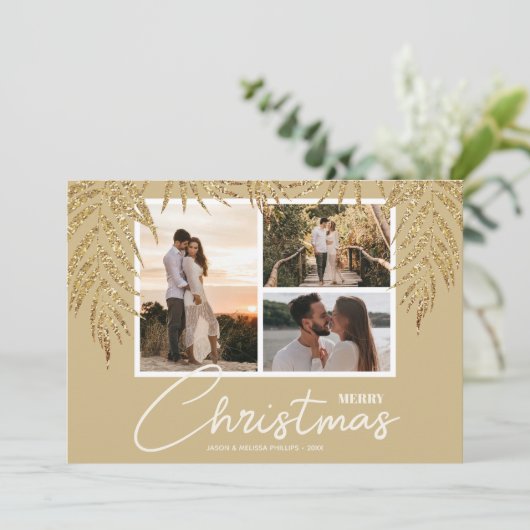 Tropische foto kerstmis met collage feestdagenkaart (Staand voorkant)