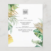 Tropische FOTO OVERLAY All-in-1 QR-code Huwelijk Flyer (Achterkant)